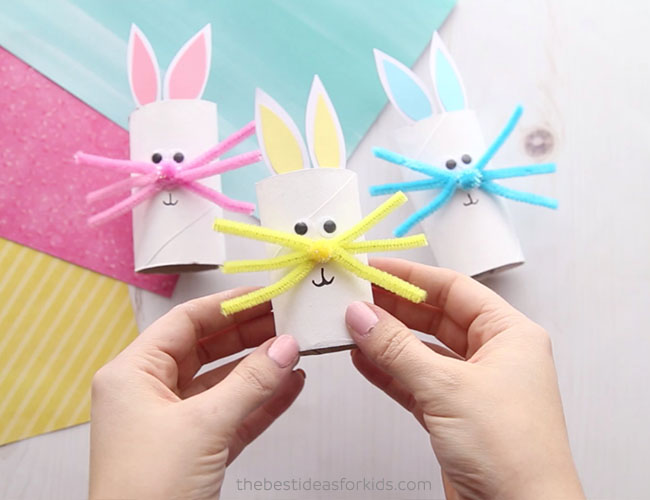 Cute Easter Bunny Paper Rolls - Easter Crafts for Kids