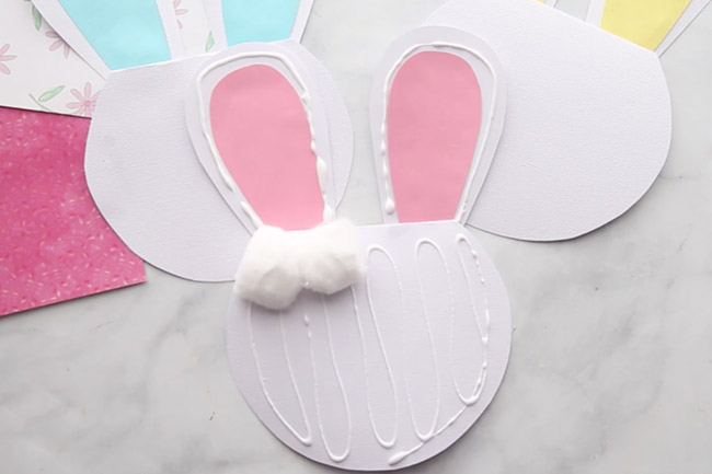 Glue Cotton Balls to Bunny Craft Card