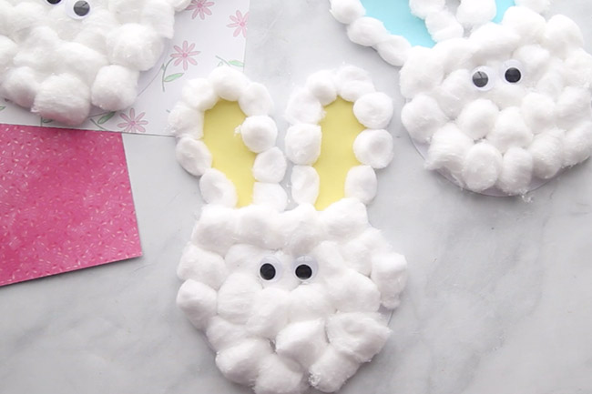 Glue on eyes to bunny craft