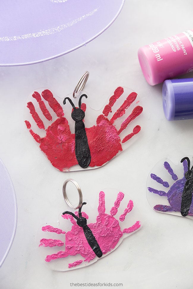 Kids Crafts for Mother's Day Shrinky Dink Handprint Keychain Craft
