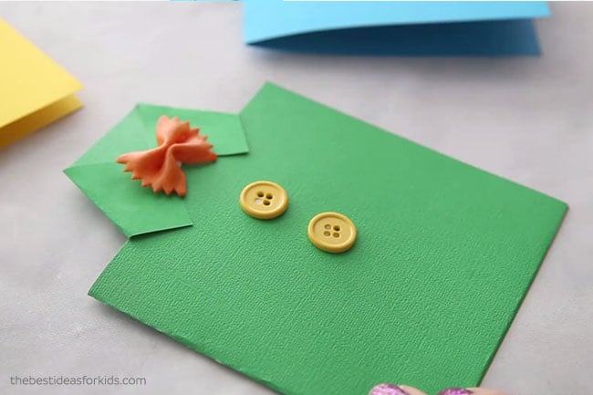 Glue Bow Tie Noodle to Shirt Card