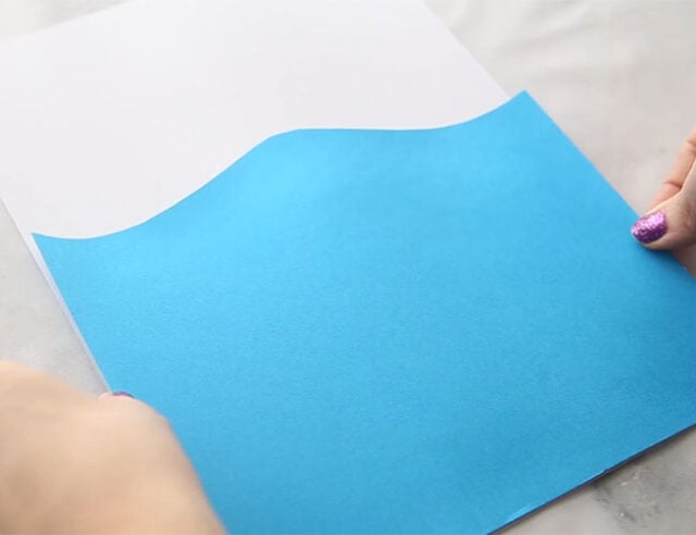 Glue on blue cardstock