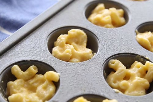 Add Mac and Cheese into Muffin Tin