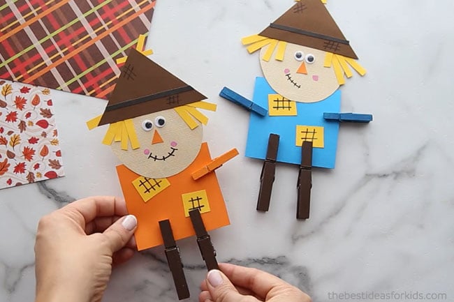 Add Clothespins to Scarecrow Craft