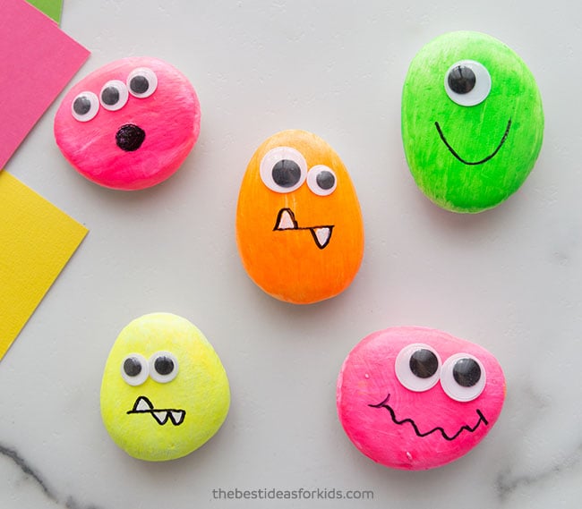 Glow in the dark monster rocks craft