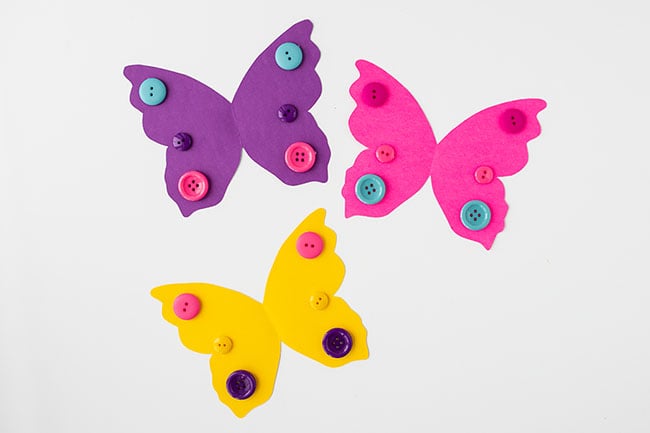 Glue Buttons on Toilet Paper Roll Butterfly
