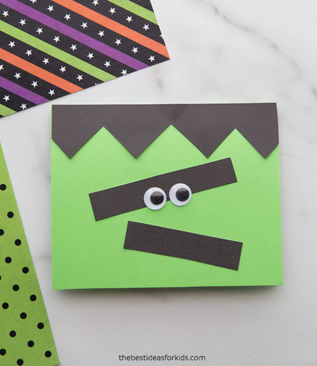 Handmade Halloween Cards With Free Templates The Best Ideas For Kids Handmade Frankenstein Card 640x738