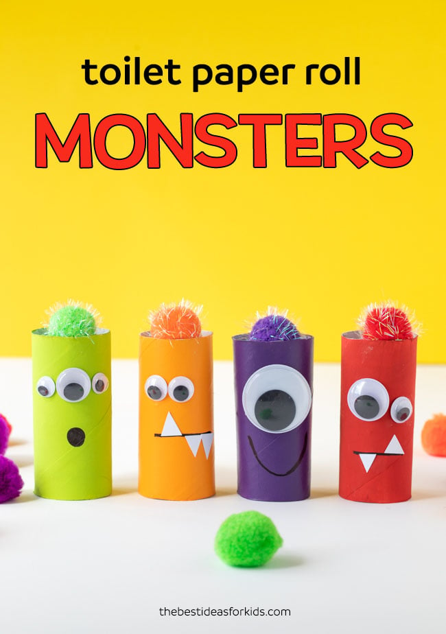Halloween monsters knutselen met kinderen van wc-rol