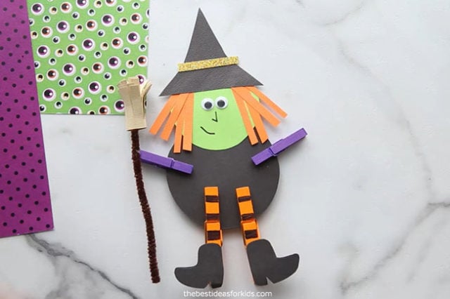Witch Clothespin Craft for Kids