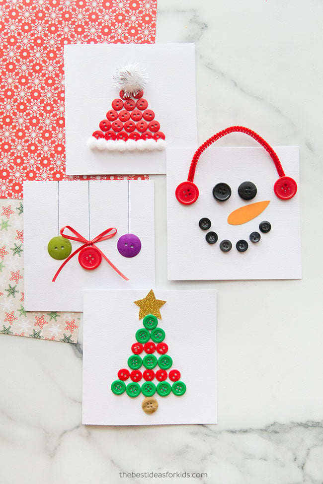 Homemade Button Cards for Christmas - Crafts by Amanda