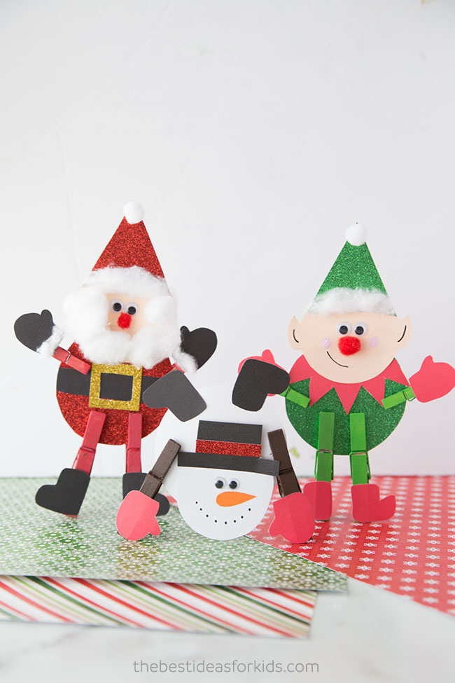 Christmas Clothespin Santa Elf Snowman