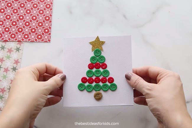 Christmas Tree Button Card