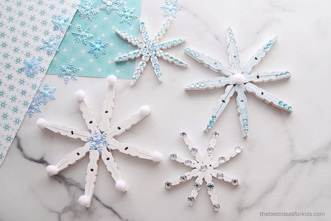 DIY Clothespin Snowflakes