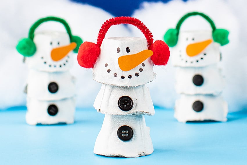 Easy Egg Carton Ice Cube Snowman - Capri + 3