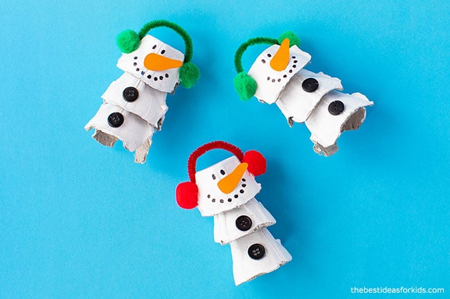 Egg Carton Snowman Craft for Kids