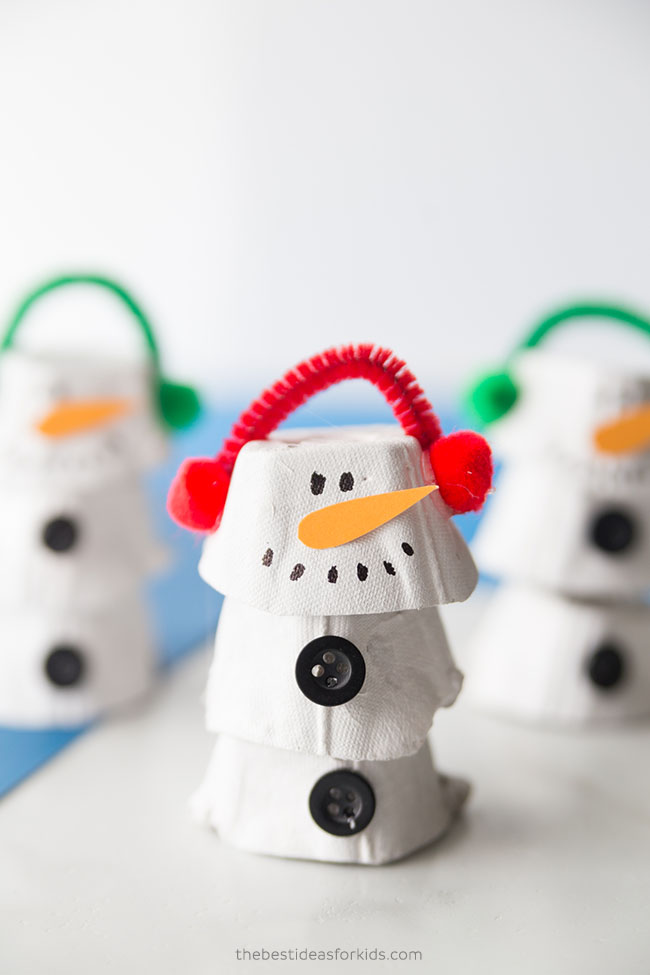 Egg Carton Snowman Crafts