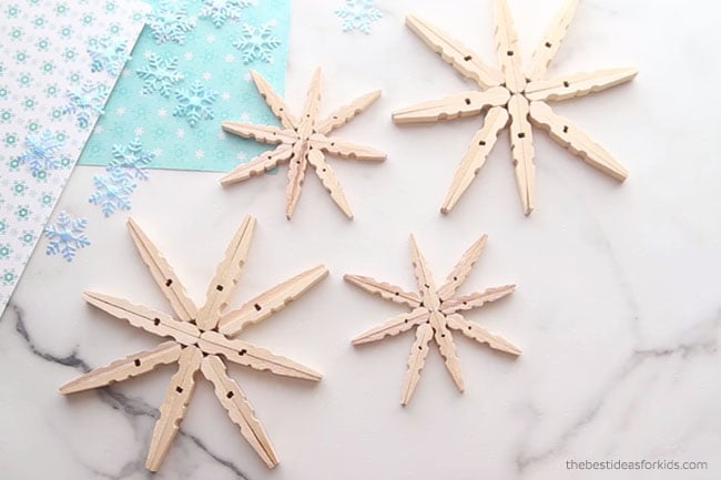 Make Clothespin Snowflakes