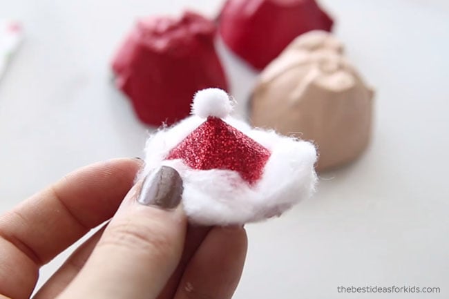 Make Santa Hat for Egg Cartons