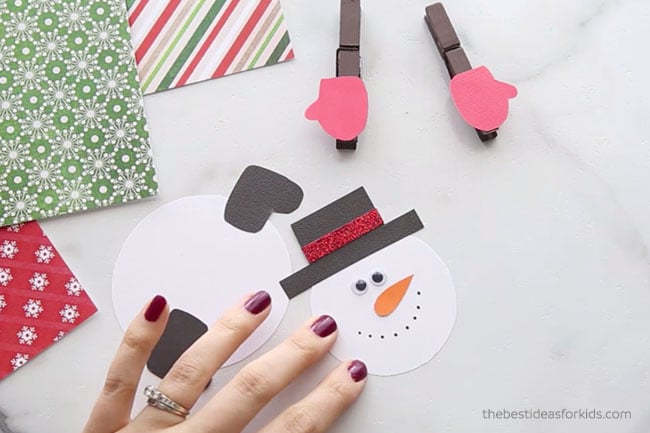 Snowman Face Clothespin Craft