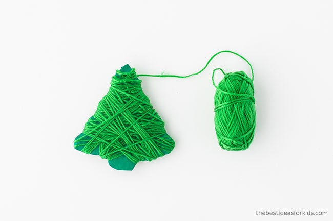 Yarn wrap Christmas tree cardboard ornament