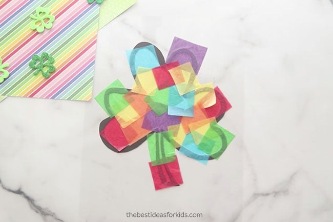 Add Tissue Paper to Shamrock Suncatcher