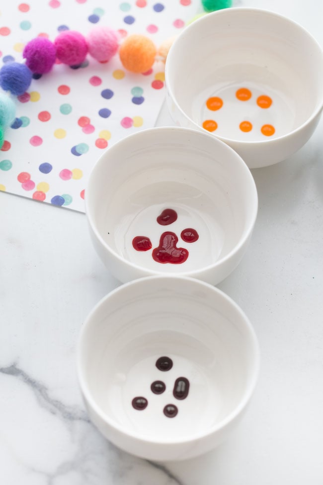 Add Food Coloring Drops to Bowl