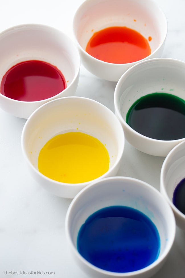 Add Food Coloring to Bowls