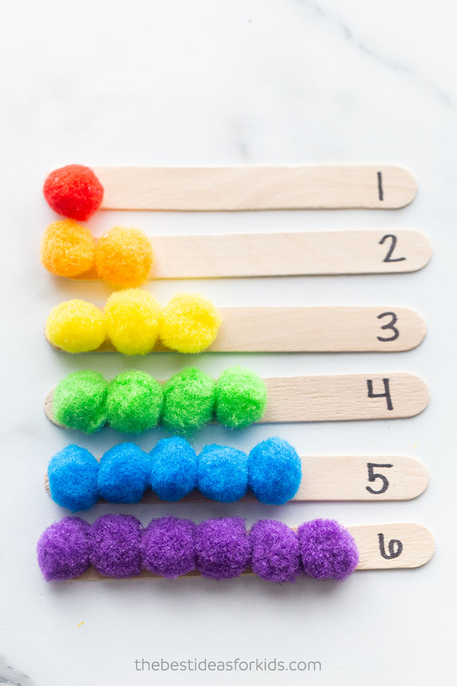 Counting Pom Pom Popsicle Sticks