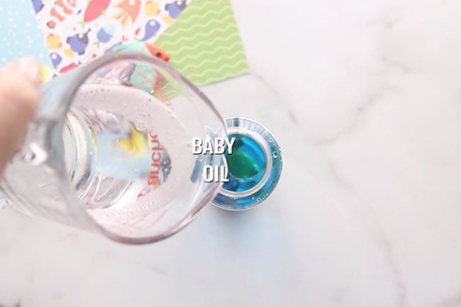 Add Baby Oil to Sensory Bottle