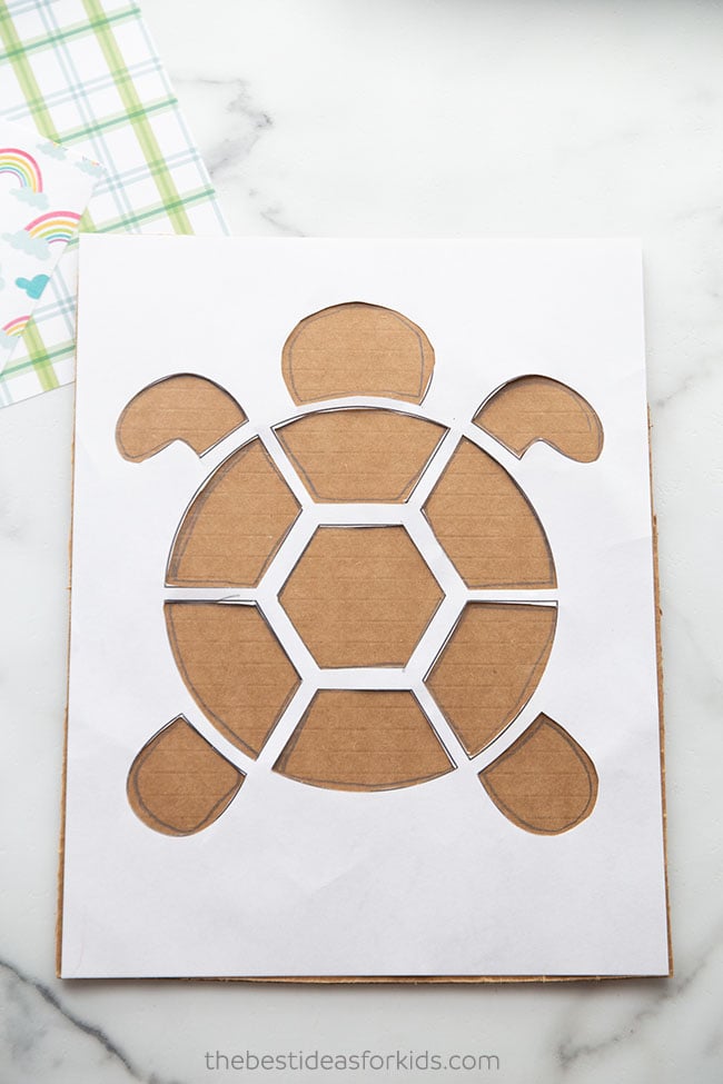 Trace Turtle Template Onto Cardboard