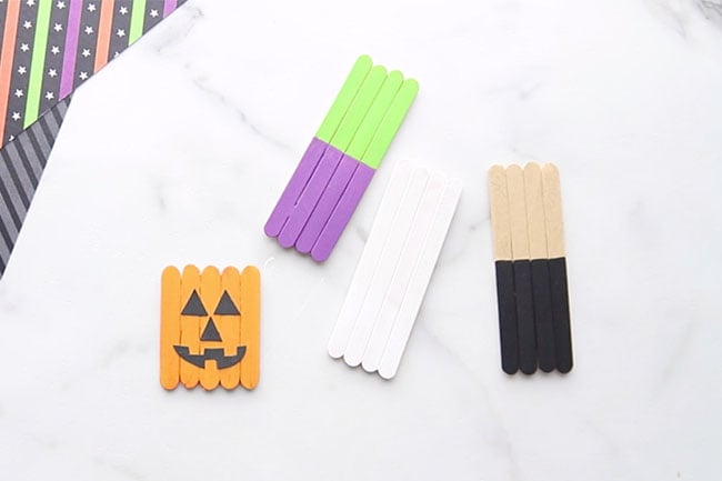 Add Pumpkin Face to Popsicle Sticks