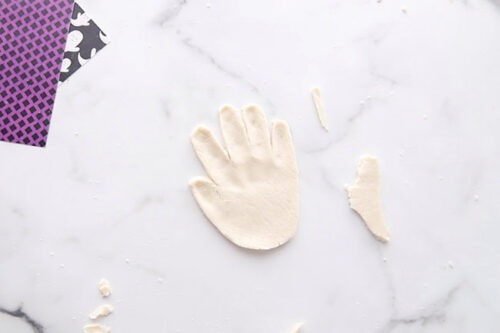 Cut out Handprint from Salt Dough