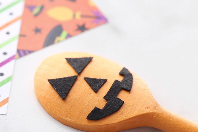 Glue Felt on Pumpkin Spoon
