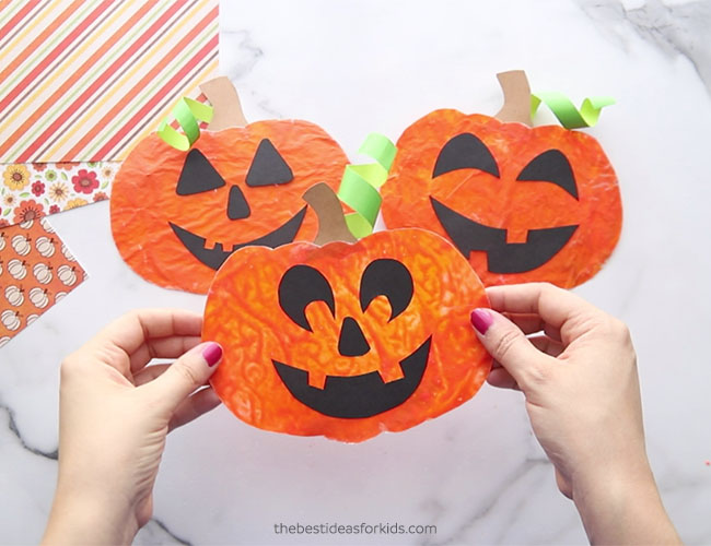 Crayon Melted Pumpkin Suncatcher Craft