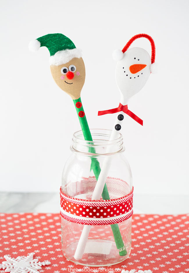 Elf & Snowman Wooden Spoon Craft