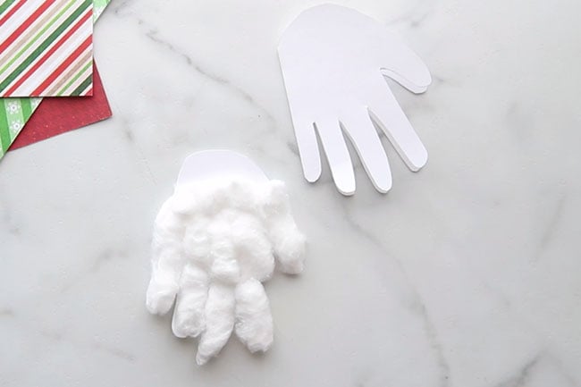 Glue Cotton Balls to Gnome Handprint