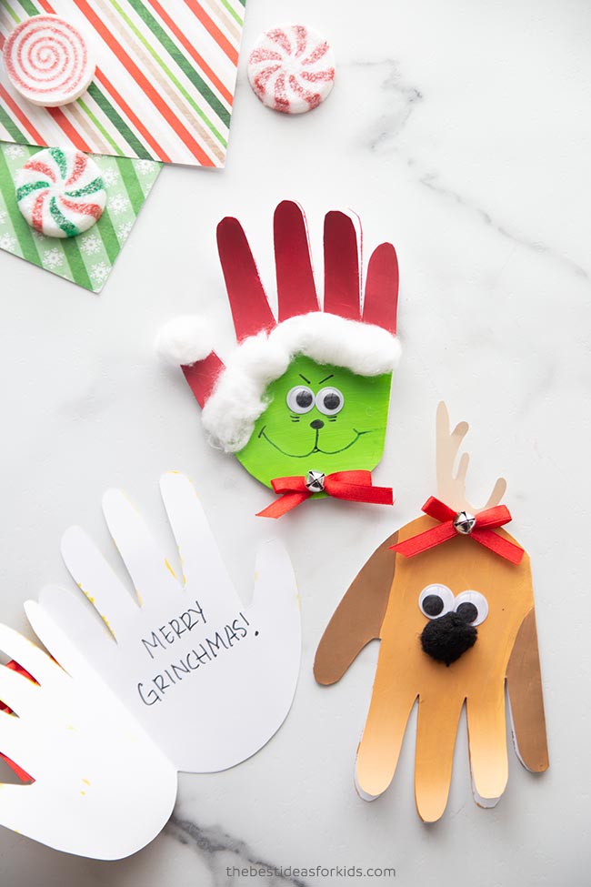 Grinch Handprint Cards