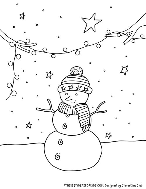 Christmas Snowman Coloring Page