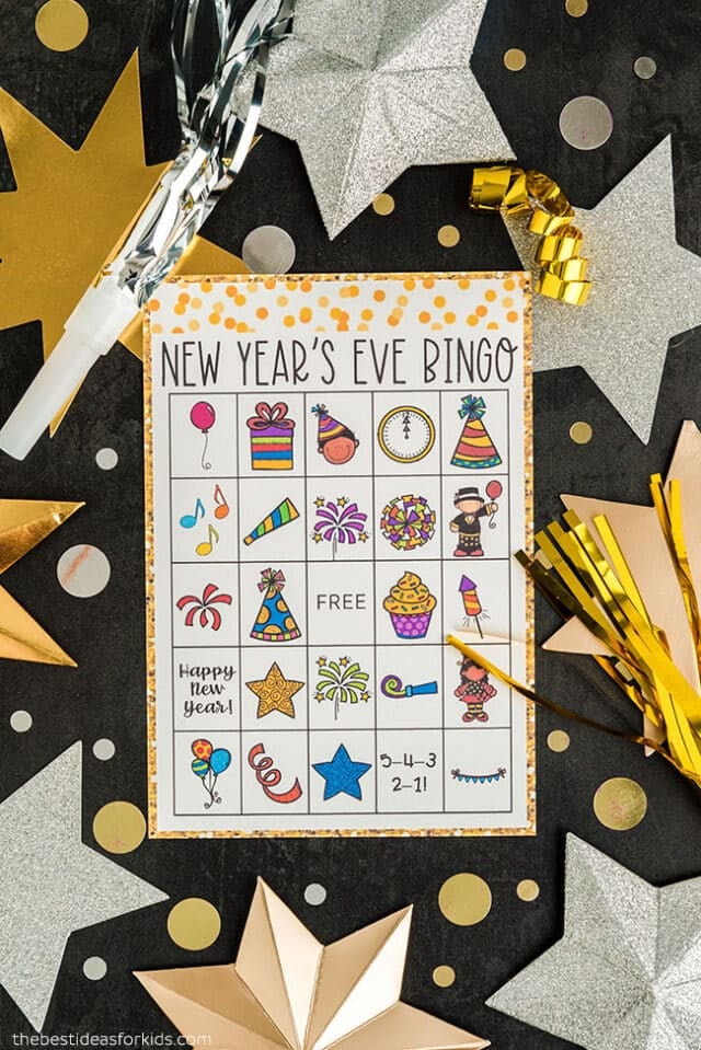 New Year's Eve Bingo Game for Kids - Toddler Approved