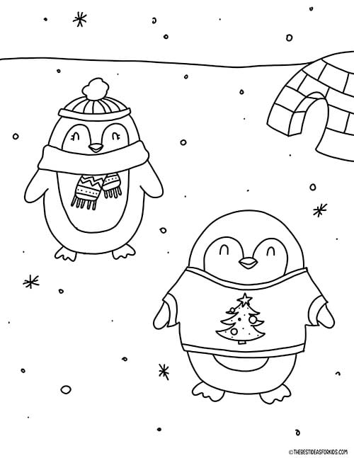 Penguins Coloring Page