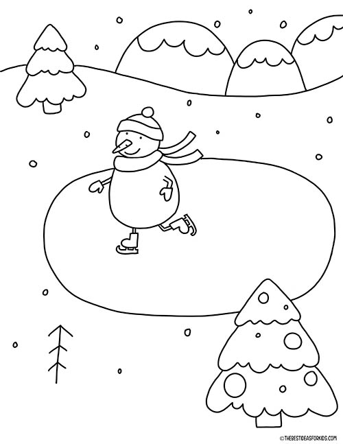 Snowman Skating Coloring Page
