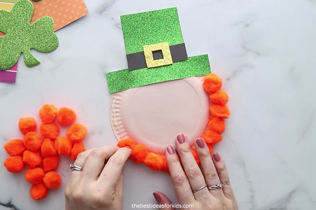 Glue Pom Poms to Paper Plate