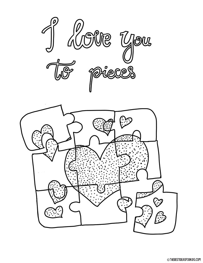 I love you to pieces coloring page