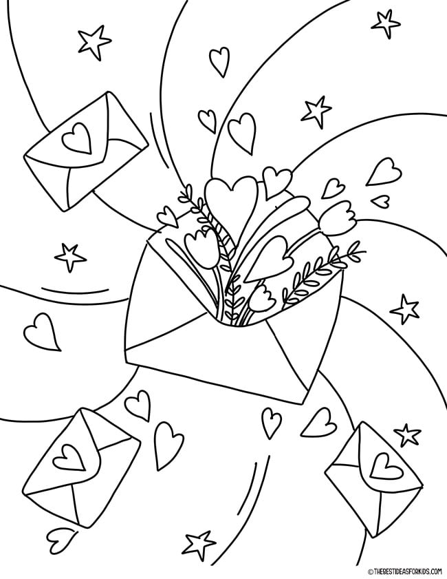 Valentine Envelope Coloring Page