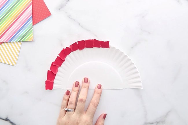 Add Red Scrap Paper Around Paper Plate