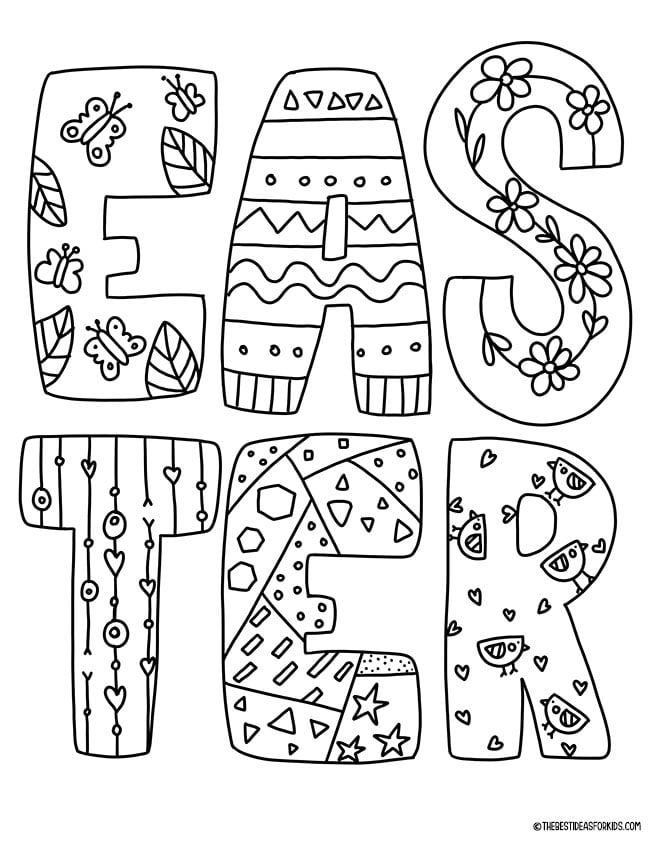 Easter Letters Coloring Page