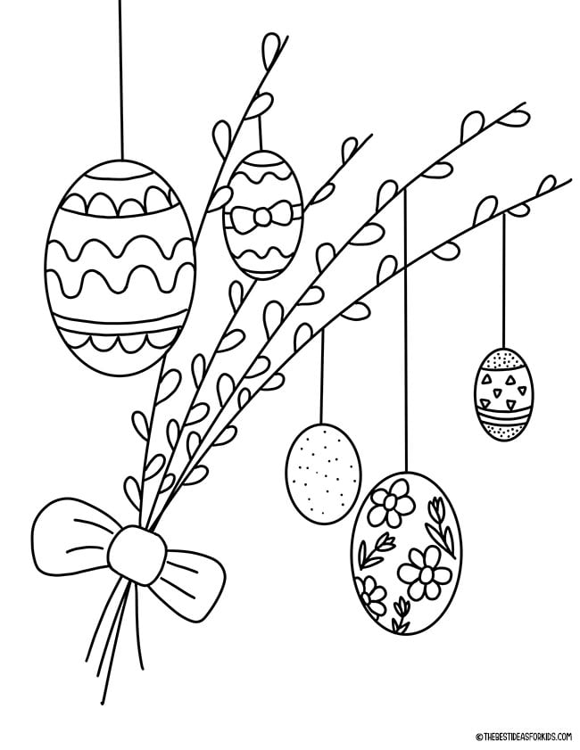 Easter Tree Eggs Coloring Page