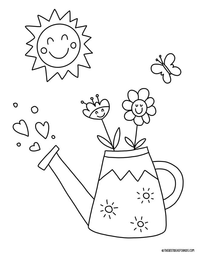 Spring Watering Can Coloring Page