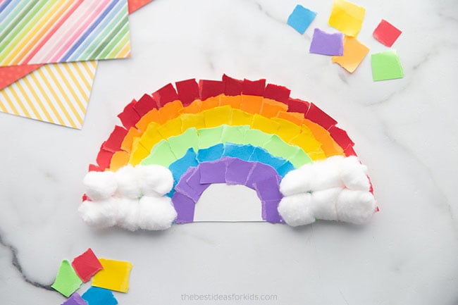 Torn Paper Rainbow Paper Plate