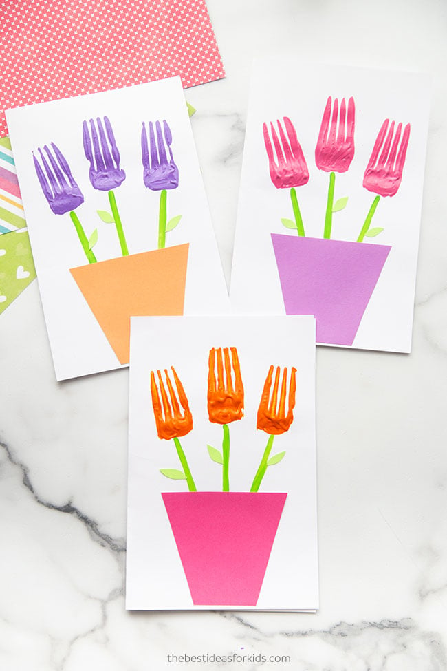 Fork Painted Flowers Card